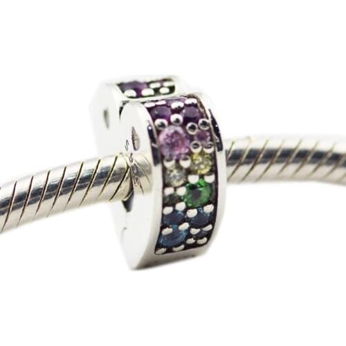 DIY Beads for Jewelry Making Sterling-Silver-Jewelry Multi-Color Arcs Of Love Clip Charm Bead Charms Silver 925 Berloque Perles