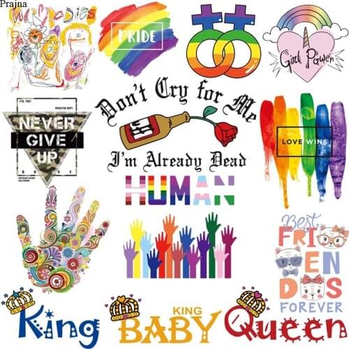 Prajna Colorful Graffiti Patch Heat Transfer Vinyl Iron On Transfer For Clothing Letter Thermal Stickers On Clothes Applique DIY