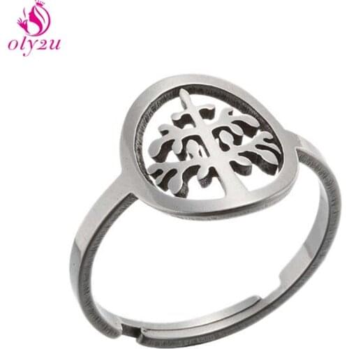 Hot Selling Stainless Steel Tree of Life Ring Female Classic Gift for Man Woman Jewelry Couple Ring 2020 Trend Steampunk Sick