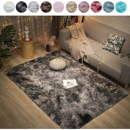 Living Room Bedroom Carpet Crawling Mat Plush Fluffy Gray Tie-dye Velvet Sofa Cushion Safety Non-slip Home Decoration Products