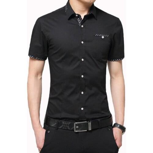 Summer Business Short Sleeves Turn-Down Collar Shirt Men Summer Luxury Cotton Short Sleeves Dress Shirt Turn-Down Collar Cardiga