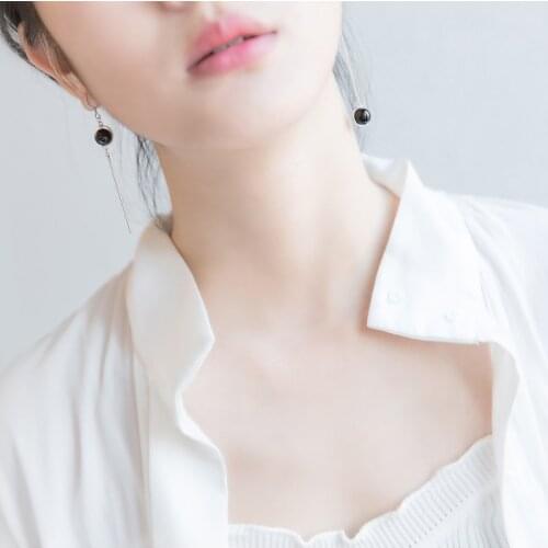 Modian Long Tassel Trendy Asymmetry Round Crystal Swing Drop Earrings 925 Sterling Silver Dangle Ear For Women Fine Jewelry