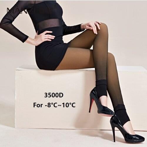 MZ87197 MANZI New arrival High quality Fashion Womens 3500D Natural Satin Sheer Stirrup Tights warm for winter pantyhose
