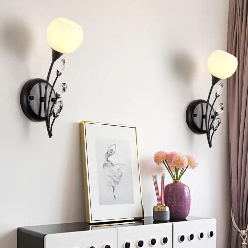 Rustic Wall Lamp Crystal Matel Vintage Sconce for Home Bedroom Living Room Wall Decor Lamps Interior Lighting Indoor Wall Light