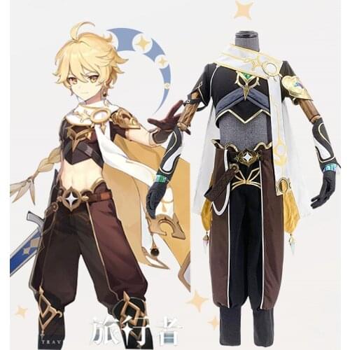 2020 New Game Genshin Impact Traveler Aether Cosplay Costume Battle Suit Full Set Halloween Carnival Party Costumes Unisex