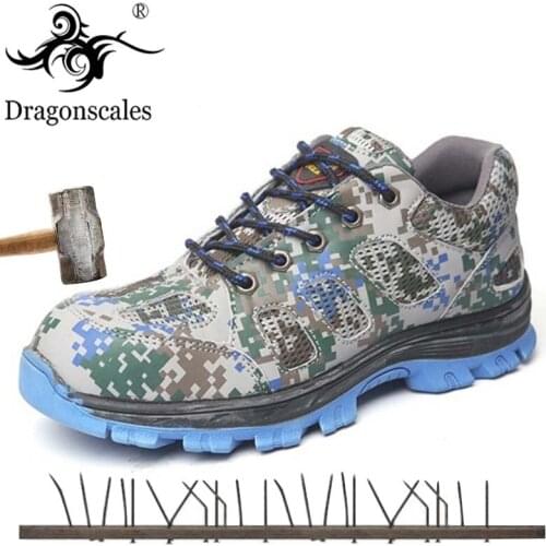 Dragonscales 2020 New Construction Safety Shoes Men Steel Toe Cap Leather Camouflage Military Antiskid Safety Boots Work Shoes