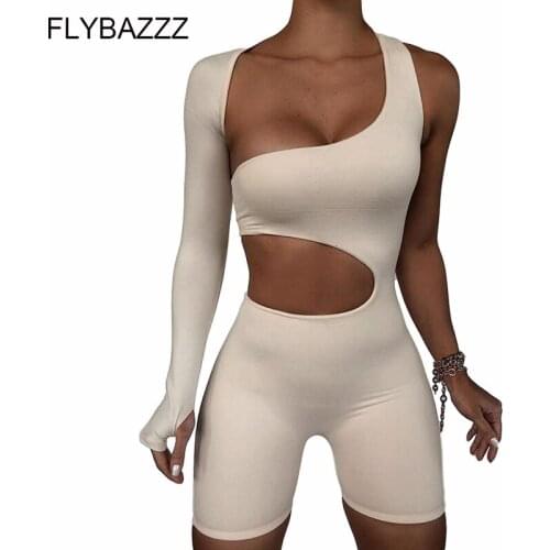 Solid Casual Sportswear Female Jumpsuit Long Sleeve Sexy Hollow Out Sports Rompers Women Activewear Elastic Yoga Sets Streetwear