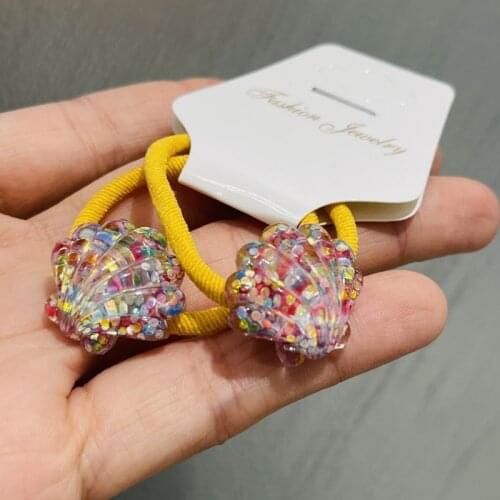 2Pcs Cute Star Mermaid Tail Dolphin Hair Accessories Children Rubber Bands Scrunchies Elastic Hair Bands Girls Decorations Ties