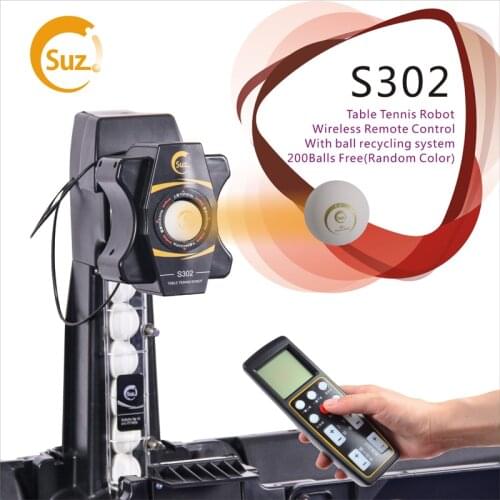 SUZ Wireless Remote Control Table Tennis Robot S302 PING PONG Training Machine Automatic Tennis-Ball-Machine for 40+ balls