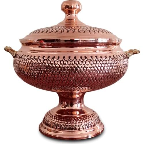 Handmade Big Copper Soup Tureen, Soup Server Pot, Large Serving Bowl