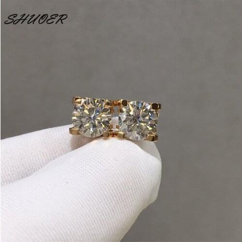 Classic 925 Sterling Silver Rose Gold Brilliant Cut Pass Diamond Tester 0.5-1 Carat D Color Moissanite Cow Head Stud Earrings