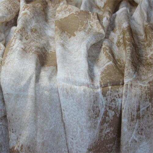 Ramie silk printed gold gray flowers olded vintage fabric spring summer skirt dress fabric tissu doux tela suave 0.5meter