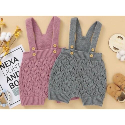 Baby Girls Autumn Pants Solid Print Knitted Strap Short Pants Trousers Kids Knee Length Autumn Casual Shorts 2021 New