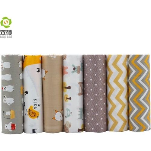 Shuanshuo NEW Cartoon Fabric Patchwork Needlework Textile Pattern Sewing Fabric For Doll Clothes Quilting 40x50CM 7PCS/LOT