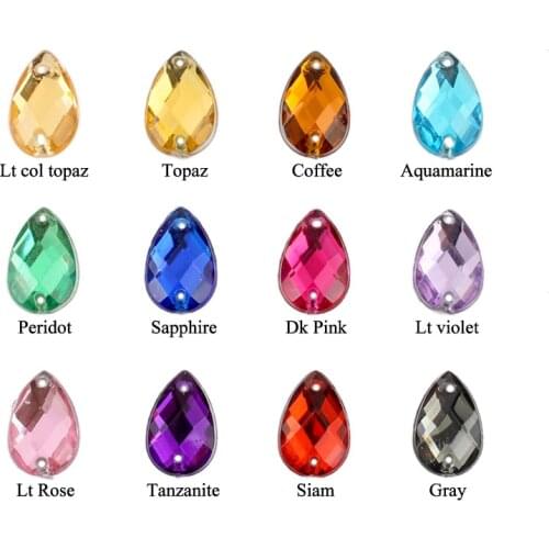Sew on Rhinestones 8X12mm Drop Flatback Resin Color Crystal strass for DIY 3D nail art decoration