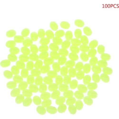 Yellow 100Pcs Oval Hard Luminous Fishing Beads Sea Fishing Lure Floating Float Tackles Y51D