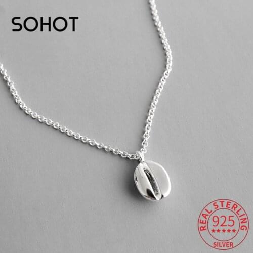 SOHOT Authentic 925 Sterling Silver Cute Coffee Beans Pendant Women Choker Necklace Chic Trendy Clavicle Necklace For Lady Gift