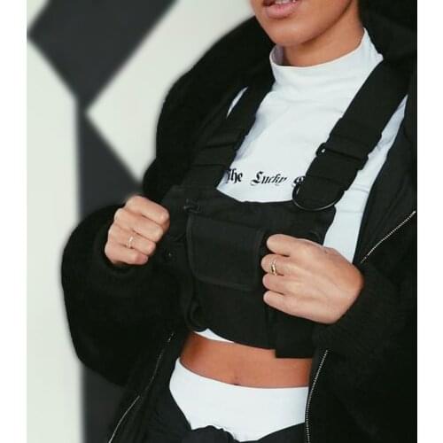 Fashion Bullet Hip Hop Streetwear Vest Chest Bag For Women Functional Waistcoat Tactical Bags For Men Black Chest Rig Bags 233