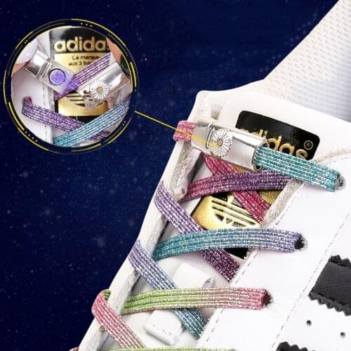 1pair No Tie Shoelaces Elastic Shoe Laces Daisy Lace Shoelace Sneakers Shoestrings Fit Women and Men Magnetic Buckle