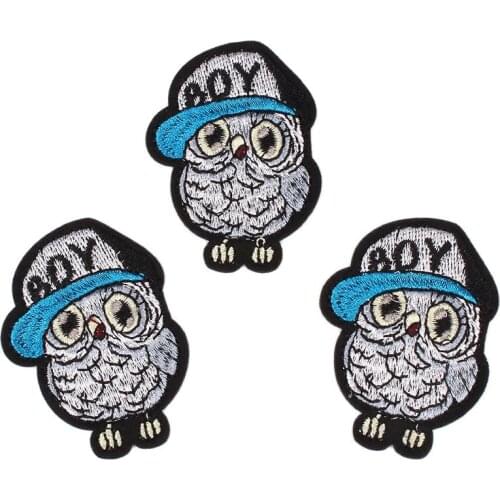 10pcs/lot Cartoon Owl Patch Embroidered Iron On Animal Stickers Sew On Boy Coat Jeans Fabric Appliques DIY Handmade Patchwork