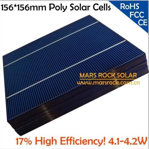 100pcs 4.1W-4.2W 0.5V 17% Efficiency 156x156mm Polycrystalline Silicon Solar Cell,Uniform Blue Color,Used for Making Solar Panel