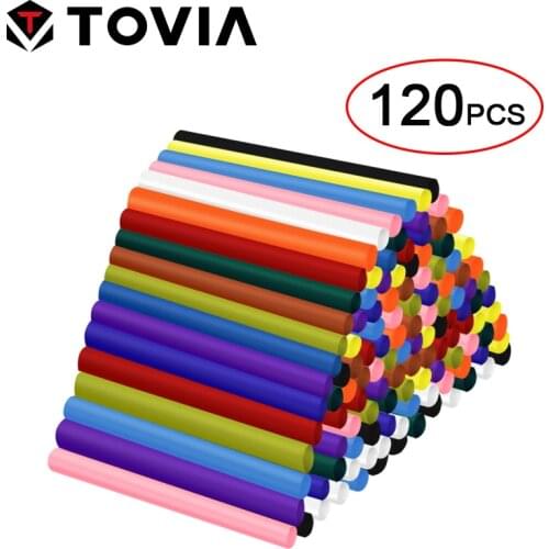 TOVIA 120pcs Hot Melt Glue Sticks 7mm Mixed Colors Hot Glue Gun Adhesive Sticks for DIY Craft Colorful Hot Glue Sticks Rod