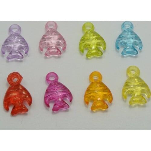 200pcs 100pcs 50pcs Mixed Color Transparent Acrylic Tropical Fish Charm Pendants 17X11mm Ornament decoration