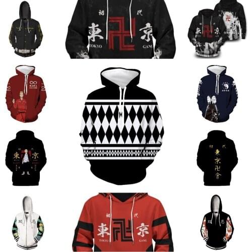 2021 Tokyo Revengers Manjiro Sano Cosplay Women Men Black Sweater Oversized Sweatshirt Anime Fashion Custome Casual Sweater