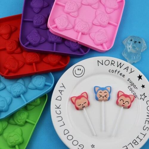 8 Even Cat Head Silicone Lollipop Mold with 20 Sticks XG905