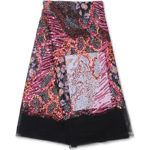 XIYA African Lace Fabric 2021 High Quality Sequines Lace French Mesh Lace Fabric For Wedding Party Dress Sewing 4102B-1