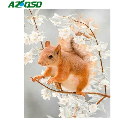 AZQSD Diamond Painting Squirrel DIY 5D Full Square Drill Picture Rhinestones Diamond Embroidery Mosaic Animal Handmade Gift