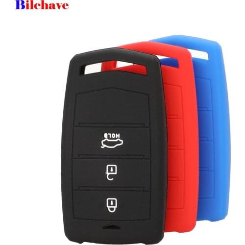 Bilchave 10pcs 3 Buttons Remote Smart Silicone Car Key Case Cover Fob For Hyundai Genesis G70 G80 G90 2017 2018 2019