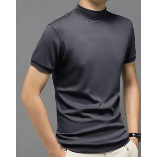 Brand Mens Ultra Soft Modal Undershirts Tees Short Sleeve Turtleneck Slim Bodysuit Men Cotton Underwear Top Brown Ropa Hombre