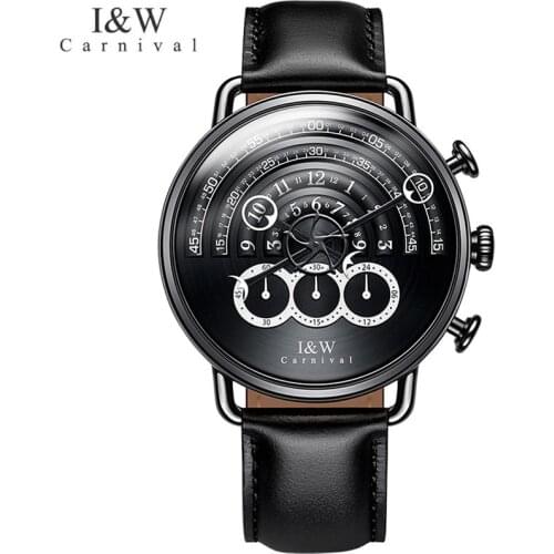 CARNIVAL Luxury Brand Fashion Watch Man Black Waterproof Runway Chronograph Sport Quartz Wristwatch Clock 2021 Relogio Masculino