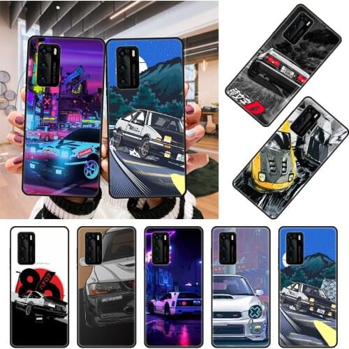 Phone Case For Huawei P20 P30 P40 P Smart Z 2019 P10 Mate 30 10 20 Lite Pro Black Cover Etui 3D Hoesjes Luxury Japan AE86 Car