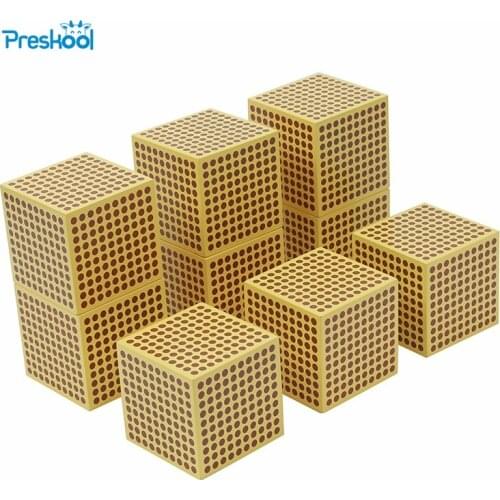 Baby Toy Montessori 9 Wood Thousand Cubes Maths Training Preschool Early Learning Kids Toys Brinquedos Juguete