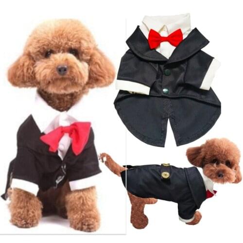 Gentleman Dog Formal Suit Clothes Pet Clothes Tuxedo with Bow Ties Pet Puppy Chihuahua Jumpsuit Costumes For Puppy Dogs
