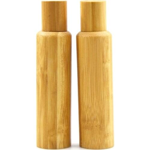 50 ML Perfume Refillable Bottle Empty Bamboo Shell Glass Liner Cosmetic Eye Cream Vial Roll On Essential Oil Bottle 10 pcs/lot