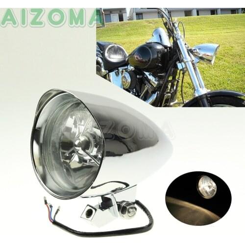 Chrome H4 12V 55/60w Motorcycle Visor Bucket Headlight For Harley Sportster 883 48 1200 SuperLow Custom Tri-Bar Mount Headlamp