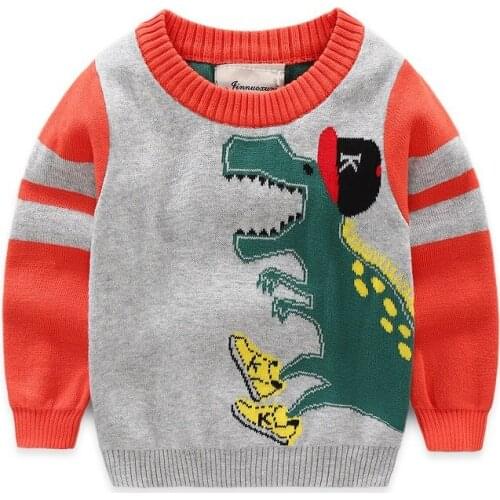JCHAO KIDS winter boys girl sweater Cotton Cartoon Dinosaur warm Wool kids baby toddler top children clothes clothing