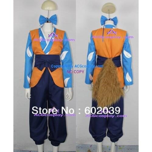 Inuyasha Shippou Cosplay Costume include head ornament and big faux fur tail