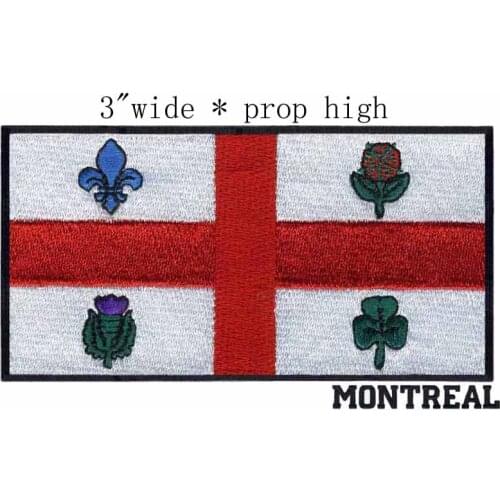 Montreal, Quebec Canada Flag 3" wide embroidery patch for crystal appliques for dress/collar applique/flowers