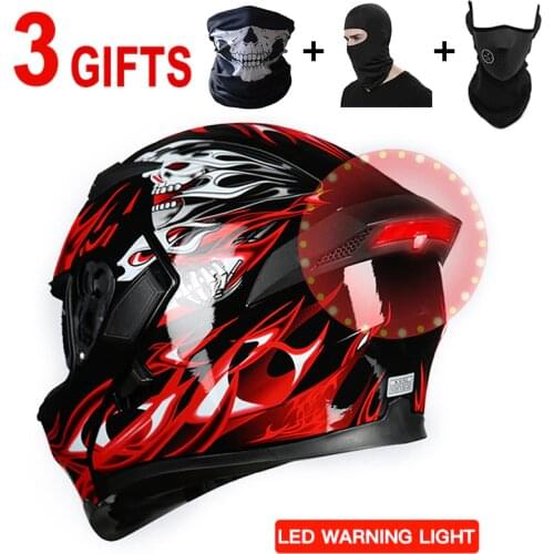 Motorcycle Helmet Dot Predator Helmet Bluetooth Helmet Headsets Top Quality Capacete Motocross With Led Warning Helmet Light