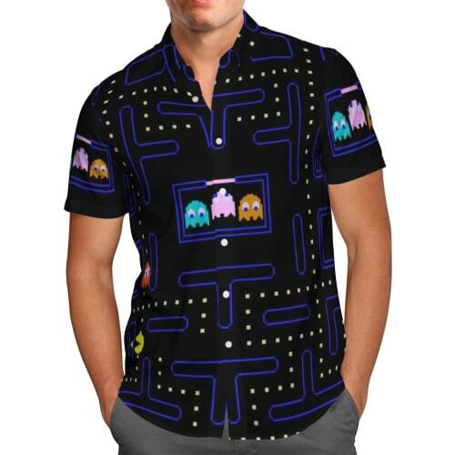 Hot Game Print Short Sleeve Shirts For Men Loose Cardigan Button Shirts Plus Size Hawaiian Style Summer 2021 Ventilated Shirt-55