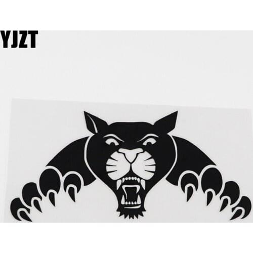 YJZT 16.3CMX7.3CM Cute Pouncing Cat Large Decal Vinyl Car Sticker Black/Silver 8A-0161