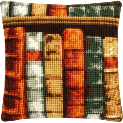 DIY Cross Stitch Cushion Cover Books Needlepoint Kits Printed Canvas Chunky Yarn Cross-stitch Pillow Case Arts & Crafts