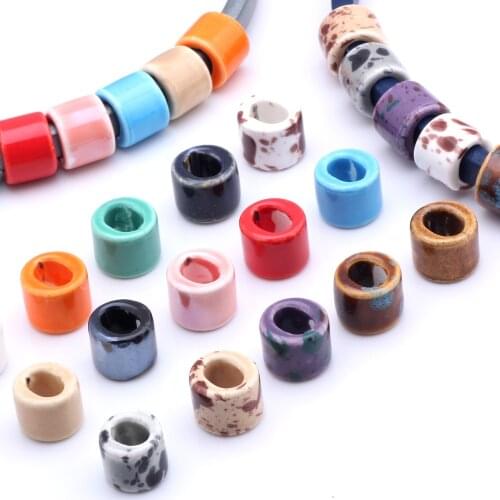 OlingArt 17*14MM 12pcs/lot Mixed colors Ceramic square hole 10*6mm beads Necklace Bracelet DIY Jewelry Making Leather rope