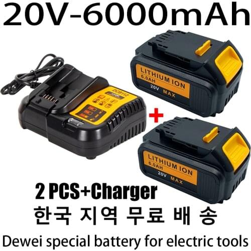 Original 20V 6000mah for Dewalt DCB200 Rechargeable Li-ion Battery 20V MAX Replacement for DeWalt DCB205 DCB201 DCB203 Power
