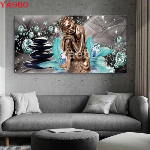 Full Square/Round Drill 5D DIY Diamond Painting Green Lily Buddha Zen Stones Embroidery Rhinestones Mosaic Cross Stitch Large