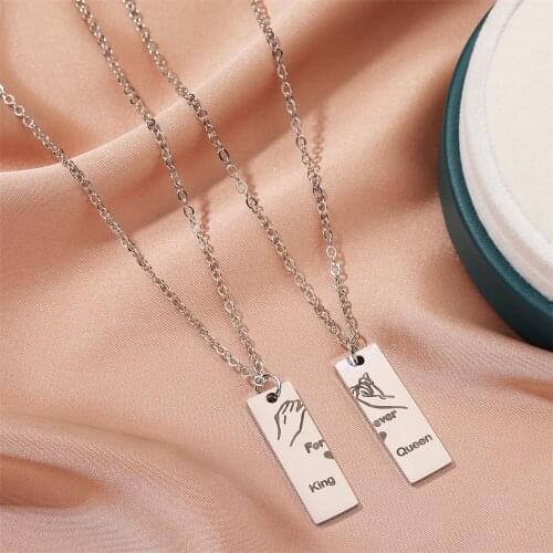 Romantic Stainless Steel Cross Chain Couple Necklace Valentines Day Gift Couple Romantic Pendant Jewelry